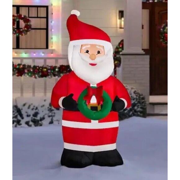 🔥Home Accents 6.5’ X 3.25’ Airblown Santa Christmas Inflatable LED Lights NWT🔥 - Picture 2 of 8